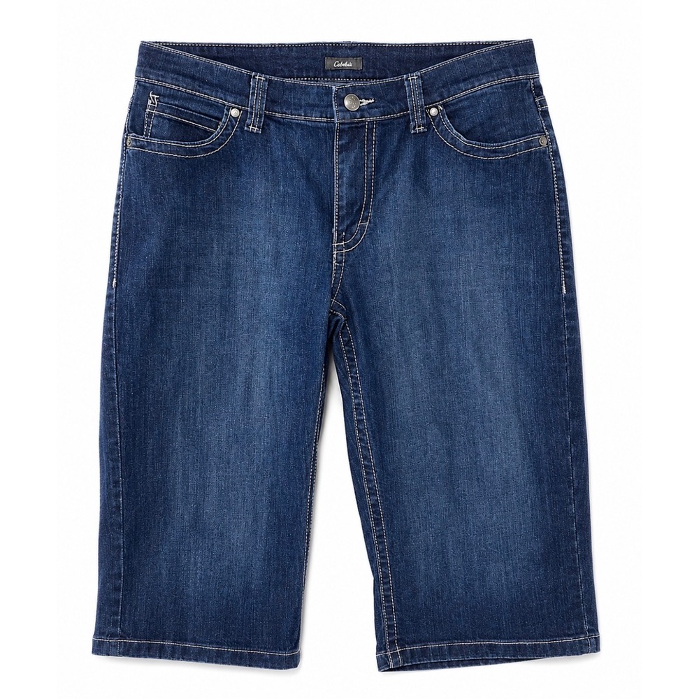Cabela's Women's Denim Bermuda Shorts Size 12 Regular Dark Wash Stretch Shorts